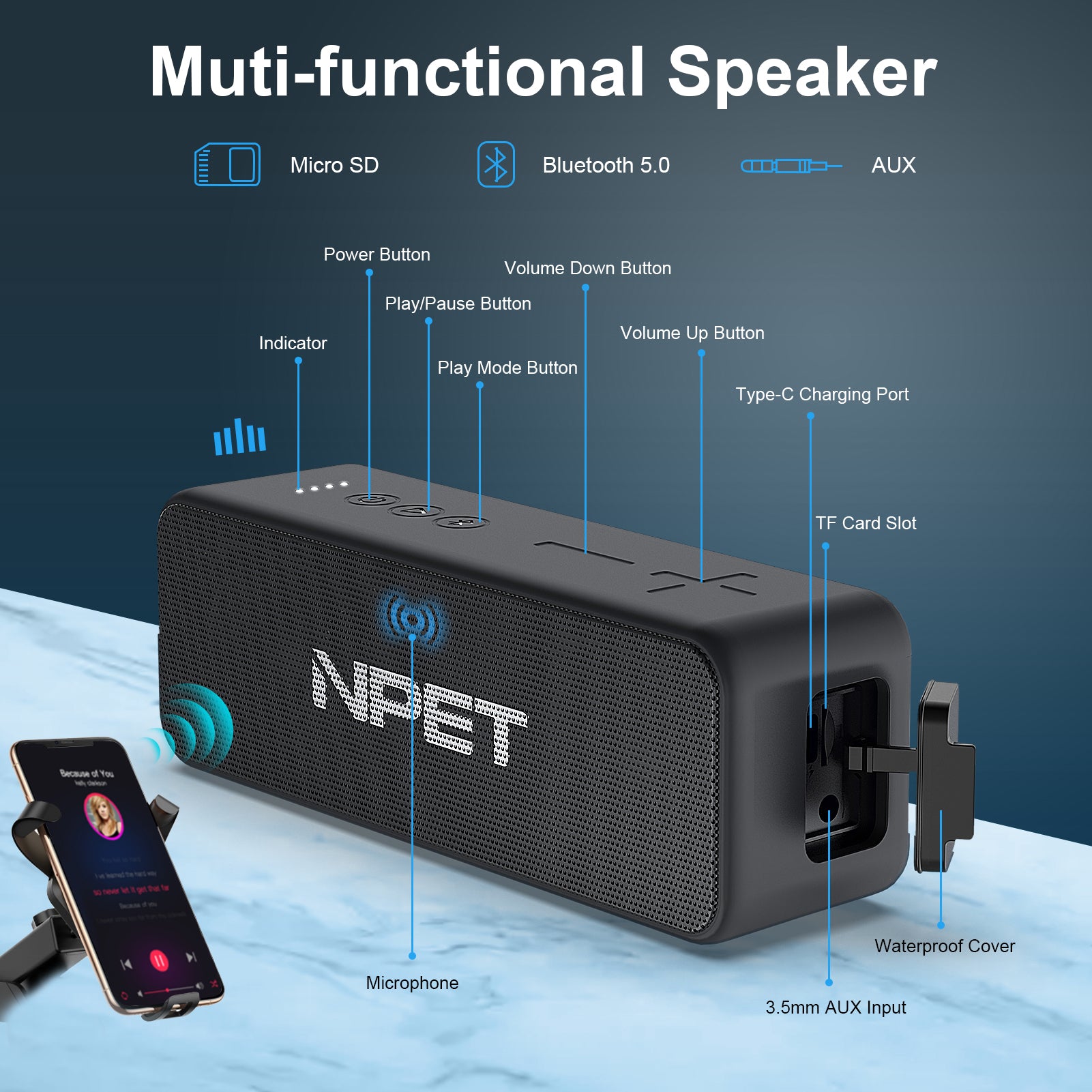 NPET BS10 Portable Bluetooth Speaker